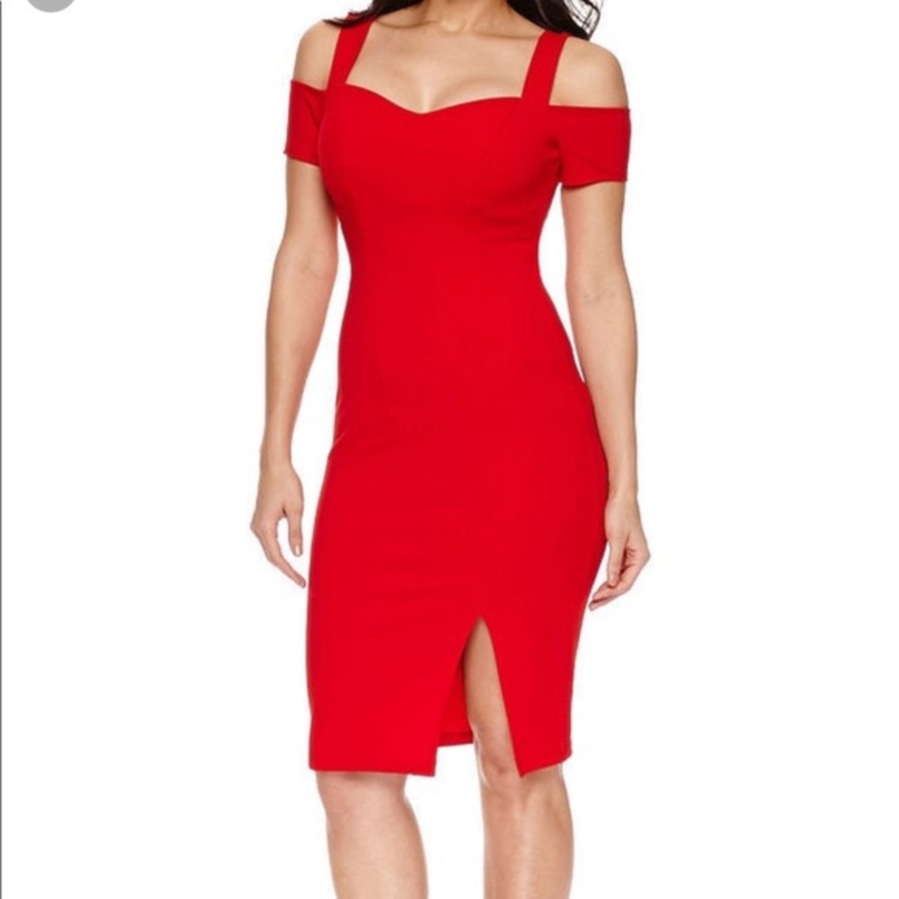 Sexy Red Dress bisou bisou off shoulder size 16 - Picture 4 of 4